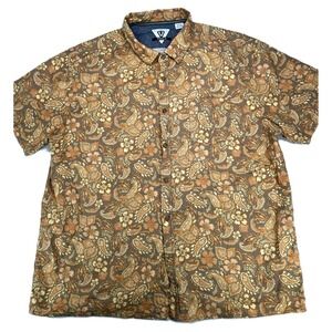 VISSLA Mens Button Up Shirt Short Sleeve Paisley Print Box Fit XXL